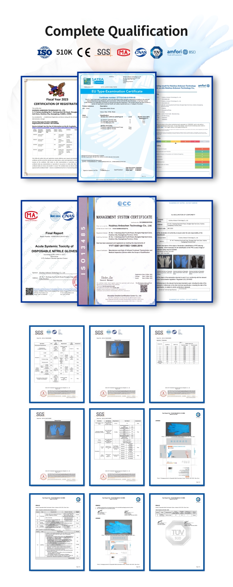 ニトリル混合ビニール手袋中国で最も安いNITRILE手袋超強力弾性