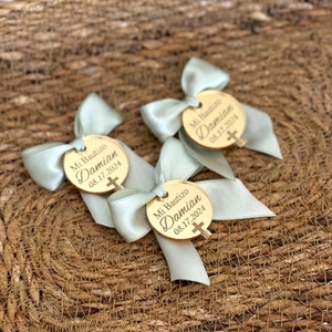 Étiquettes personnalisées pour baptême <span class=keywords><strong>et</strong></span> communion de bébé, gravées en acrylique, croix ronde, cadeau personnalisé, décoration moderne, design simple, fait main - Product Image 3