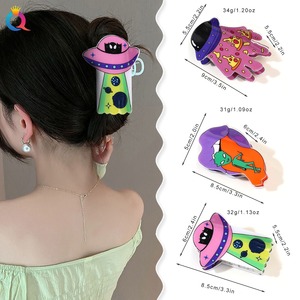 QIYUE Halloween Fun Acrylic Hair Clips 9cm PVC UFO alien Hair Clips 8.5cm PVC Mouth Extraterrestrial Hair Clip - Product Image 3
