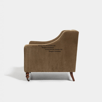 Fauteuil en velours à une place, style campagnard vintage, meuble d'appoint pour bureau à domicile, fauteuil pour salon, usage domestique