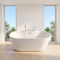 Baignoire autoportante moderne en acrylique écologique à prix compétitif avec drain automatique pour petite salle de bain intérieure