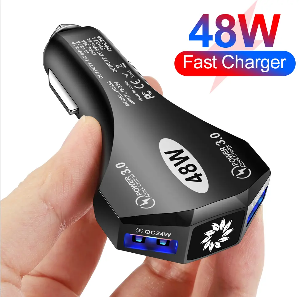 2023 Latest 48W QC3.0 Car Charger Fast Charging For iPhone 14 Pro Mobile Phone Quick Charge in Car For Samsung S22