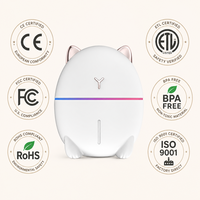 Humidificateur d'air miniature silencieux Whisper Quiet 200 ml (0,2 L) pour chat, USB Type C, diffuseur de brume froide personnel avec fenêtre de niveau d'eau pour bureau, voiture