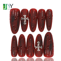 Ongles press-on gothiques 3D mats faits à la main, de haute qualité, longs, faux ongles gothiques, vente en gros, ongles acryliques à coller et emballage personnalisé