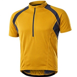เสื้อจักรยานผู้ชายแบบซิปครึ่งตัว ระบายอากาศ แห้งเร็ว แขนสั้น น้ำหนักเบา ชุดกีฬาปั่นจักรยาน รับผลิตตามแบบทีม - Product Image 1