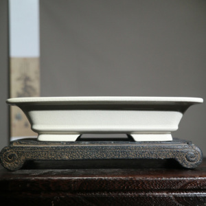 Rectangular Ceramic Bonsai Pot Green Glazed <b>Shallow</b> <b>Planter</b> For Desktop Display - Product Image 4