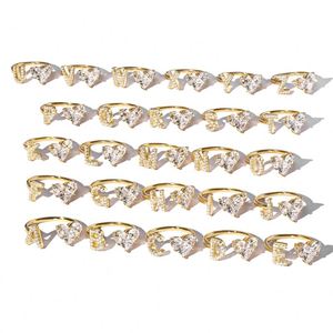 Dylam Women Statement Letters L Personalized <b>Ring</b> Hypoallergenic 18K Gold Plated 5A Cubic Zirconia <b>Adjustable</b> <b>Rings</b> for Women - Product Image 5