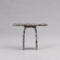 Table console artistique en marbre Dream Home, plateau rectangulaire arrondi, base en U, meuble d'appoint de luxe pour couloir, design de créateur