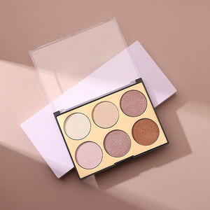 Venta al por mayor maquillaje de cara contorno bronceador 6 polvos prensados Rosa colores resaltador paleta - Product Image 3