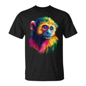 Camiseta colorida con cara de mono capuchín para amantes de los animales, hombres y mujeres - Product Image 1