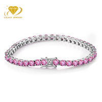 Prêt à Expédier Blanc Rose Bleu Couleur Moissanite Tennis Bracelet 2mm 3mm 4mm Moissanite Tennis Chaîne S925 Tennis Bracelet Collier