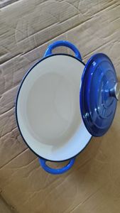 대용량 무쇠 에나멜 냄비 원형 타원형 스튜 냄비 캐서롤 선물용 냄비 오븐 사용 가능 가스 및 인덕션 사용 가능 뚜껑 포함 - Product Image 4