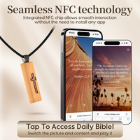 NFC en bois foi croix Bible verset collier avec porte-clés chrétien carte de contrôle d'accès quotidien