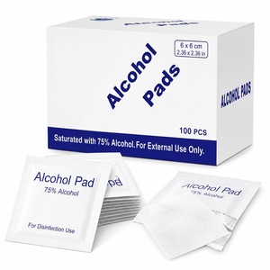 Tampons d'alcool isopropylique personnalisés rose et violet à 70 %, certifiés CE, 2 ou 4 plis, 6x3cm 6x6cm, emballés individuellement - Product Image 1