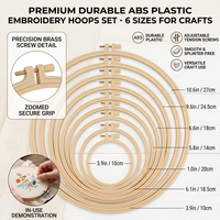 Cercle de broderie en plastique style bambou pour point de croix, cadre de broderie DIY, idéal pour l'artisanat de broderie et le point de croix