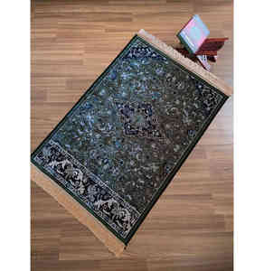 Tapis de prière musulman en velours floral en diamant doré, fait à la machine, à poils coupés, antidérapant, lavable, pour <span class=keywords><strong>les</strong></span> voyages et la maison, cadeau - Product Image 3