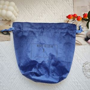 Custom Logo Printing Round Bottom Velvet Suede Gift <b>Drawstring</b> Packaging <b>Bag</b> Soft Velvet Cosmetic <b>Makeup</b> Pouch - Product Image 4