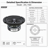 Haut-parleur PA 5 pouces 50W AES, bobine vocale OFC 25mm, aimant 90mm, araignée à 6 ondes, woofer haute sensibilité pour audio satellite, vente en gros