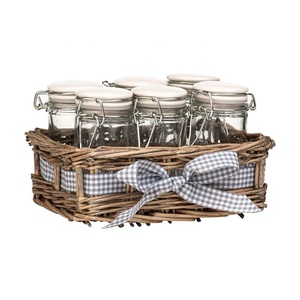 Articles ménagers Chalet <span class=keywords><strong>Lot</strong></span> De <span class=keywords><strong>6</strong></span> Pots À Épices En Verre Corbeille En Osier Gris - Product Image 4