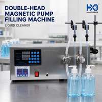 Machine de remplissage de liquides à double tête avec pompe magnétique, contrôle PLC, en acier inoxydable, pour flacons de cosmétiques et d'huiles essentielles