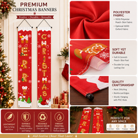 Paire de rideaux de porte de Noël en tissu, décoration verticale, Père Noël, Bonhomme de neige, Gnome, pour porche et entrée, décoration de vacances réutilisable