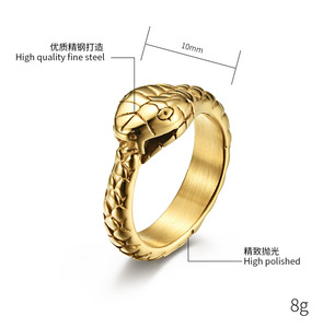 Anillo de Serpiente de Acero Inoxidable Chapado en Oro de 18K para Hombre y <span class=keywords><strong>Mujer</strong></span>, Estilo Punk Gótico, Anillo de Motero con Diseño de Animal, Joyería Resistente al Deslustre - Product Image 6