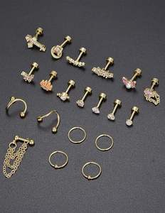 20 पीसी स्टेनलेस स्टील हेलिक्स कोंच हूप्स तितली ओपल सीज़ ग्रह सूरजमुखी हृदय वयररिंग श्रृंखलाओं को खतरनाक गहने - Product Image 1