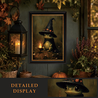 Art mural encadré « Grenouille au chapeau vintage » – Toile gothique d'Halloween – Échantillons OEM/ODM prêts en moins d'une journée