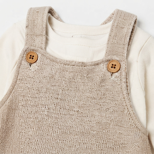 Conjunto de dos piezas para bebé niño, camiseta de algodón y overol de punto, ropa infantil suave, transpirable y casual. - Product Image 2