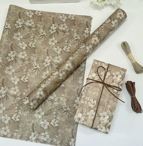 Papier de soie fleuri, nouveau papier cadeau rétro à fleurs d'abricot, papier décoratif original style INS pour fleurs et cadeaux - Product Image 1