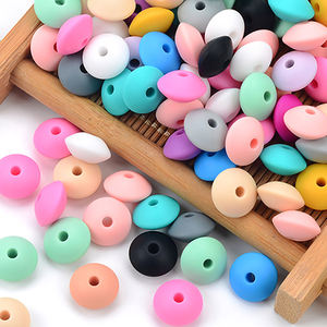 Caliente grado alimenticio roedor DIY encantos recién nacido enfermería accesorio dentición collar 12mm cuentas de silicona lenteja Ábaco - Product Image 2