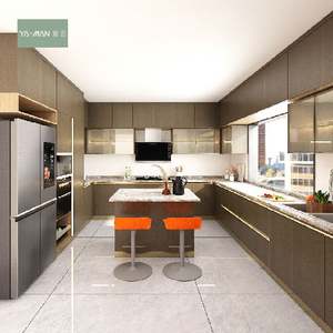 Gabinete de Cocina Elegante YAMAN en Blanco Mate Brillante, Diseño de Madera y PVC Duradero de Fábrica de Foshan - Product Image 2