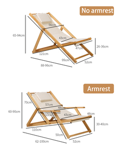 BSCI ayarlanabilir yükseklik katlanır kol dayama balıkçılık katlanabilir ahşap kamp plaj şezlong yastık ile - Product Image 3
