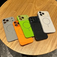 Étui de protection magnétique en cuir à motif pour iPhone 17 Air 16 15 14 12 13 Pro Max, couleur unie