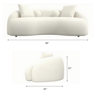 Canapé d'angle moderne de luxe en forme de croissant courbé en velours boucle blanche semi-circulaire en forme de lune pour le salon