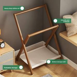 Porte-vêtements simple en bambou pour la maison, petit support de sol pour pantalons, gain de place, pour usage quotidien - Product Image 3