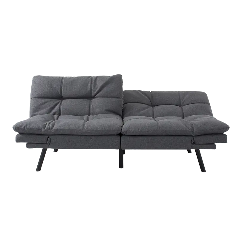 Yüksek kaliteli çin bellek köpük Modern tasarım püsküllü Futon katlanır küçük iki veya üç 2 veya 3 koltuklu Metal uyku Cum çekyat