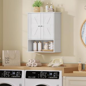 Armadietto Moderno da <span class=keywords><strong>Bagno</strong></span> a Parete con Ante Scorrevoli e Ripiano Regolabile, Finitura Bianca <span class=keywords><strong>per</strong></span> <span class=keywords><strong>Bagno</strong></span> e Lavanderia - Product Image 5