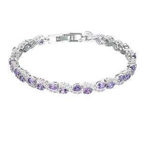 Gelang Wanita Qingxing Berlapis Zirkon AAA Perhiasan Modis Penjualan Langsung Pabrik WH112 Ungu - Product Image 5