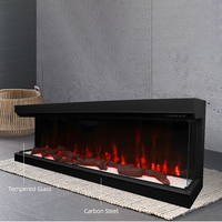 Cheminée électrique de 50 pouces avec flamme décorative LED, encastrable, autoportante 3 faces, chauffage intérieur, contrôlée par application pour usage domestique et hôtelier