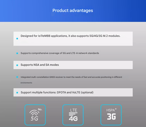 Беспроводной модуль Quectel RM520N-GL 5G Sub-6 <span class=keywords><strong>M</strong></span>.2 B-Key для промышленного шлюза маршрутизатора IoT, LTE-A NR NSA SA, Модем передачи данных - Product Image 4