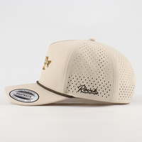 Casquette de baseball unisexe personnalisée à 5 panneaux pour sports de plein air, imperméable, perforée, avec cordon, chapeau de golf, aimant pour balle, 100% polyester, motif pois et fruits