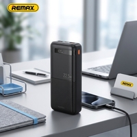 Batterie externe REMAX 30000mAh, charge rapide 22.5W, chargeur portable, 3 sorties, affichage numérique LED pour les voyages