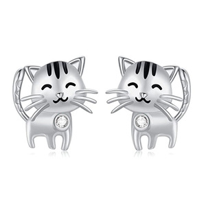 Orecchini a Perno a Forma di Gatto, Design Minimalista, Gioielli da Donna alla Moda, Regalo per Uso Quotidiano - Product Image 1