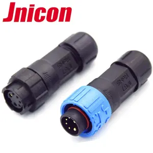 Jnicon M16 Push Lock IP67 Waterdichte 2pin Power 4pin Data Draad Connector