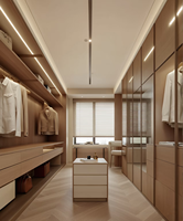 Système de dressing moderne de luxe en bois massif, armoire sur mesure avec portes en placage de bois, service de conception gratuit pour chambre et salon