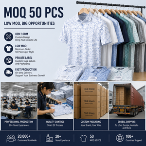 Chemises Polo de Golf Personnalisées à Motif Bleu pour Hommes, Manches Courtes, Micro-Motif Blanc, Marque Privée, Faible MOQ, Fabricant OEM ODM - Product Image 4