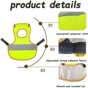 Chaleco reflectante para pollos, patos, gansos, ropa protectora de invierno con tira reflectante, camuflaje, negro, verde fluorescente - Product Image 3