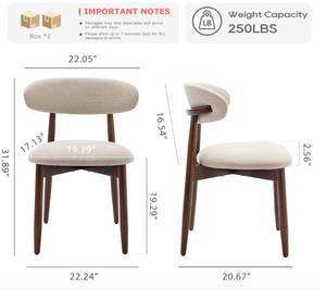Chaises de salle à manger latérales de cuisine modernes de luxe sur mesure, rembourrées en tissu, style mid-century, avec repose-pieds - Product Image 2