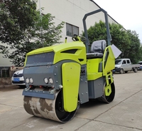 Compacteur routier à double tambour hydraulique entièrement intégré, refroidi par eau, pour asphalte et sol, avec moteur diesel/essence de 1 tonne